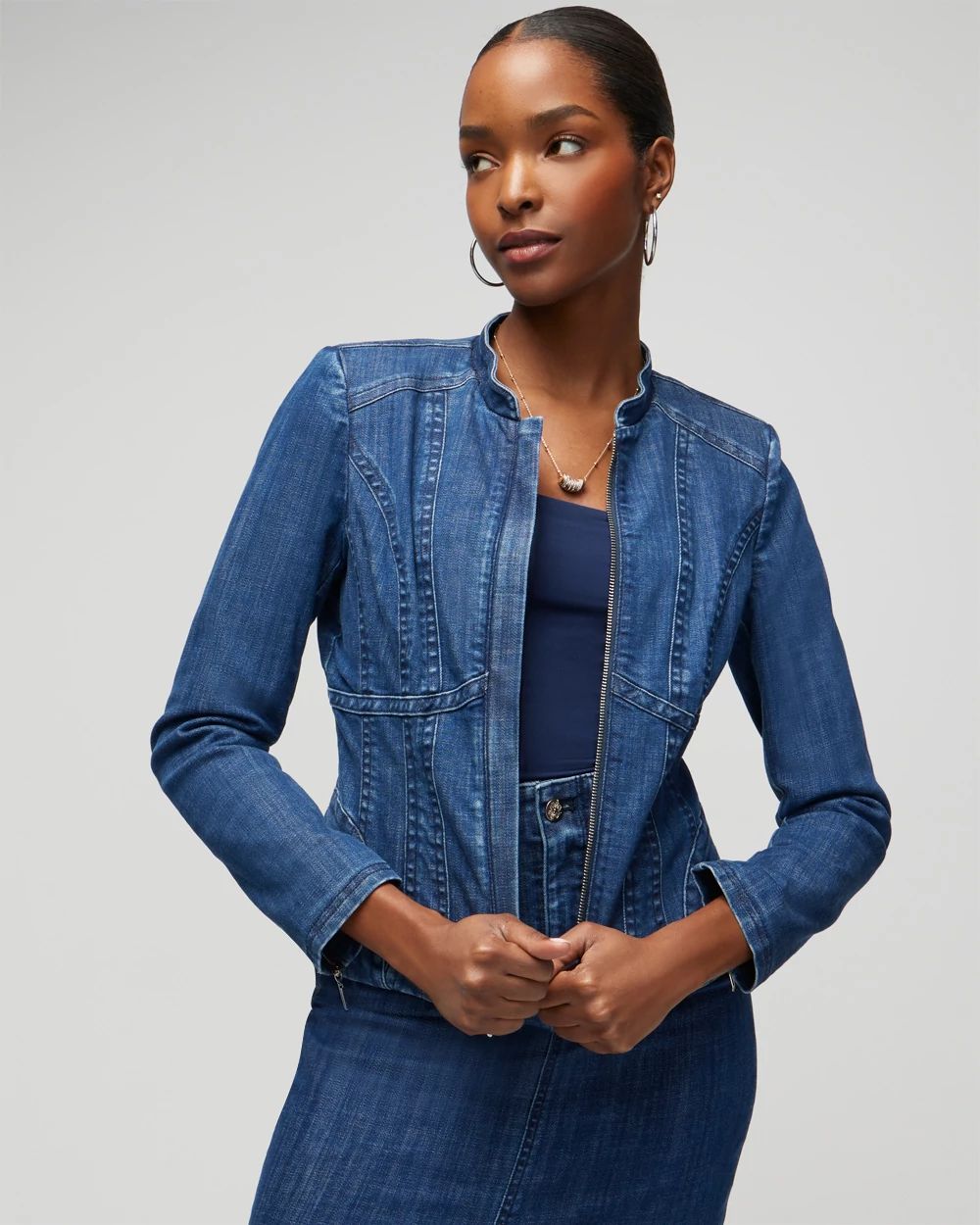 Denim jacket blazer style shop
